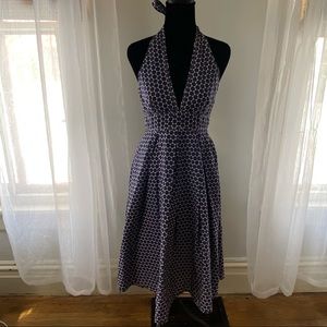 J. Crew Navy blue white polkadot halter dress